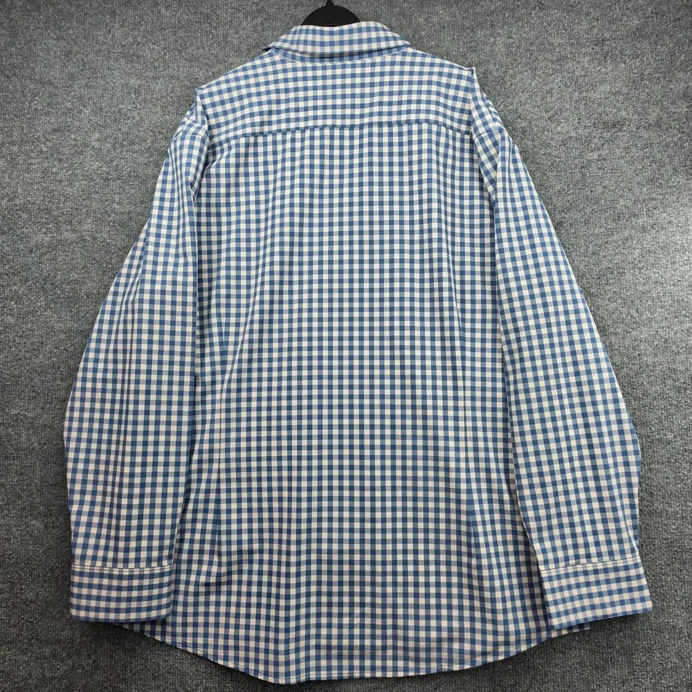 Mizzen+Main Leeward Mens XXL Classic Fit Blue White Gingham Dress Shirt 1WS-1224